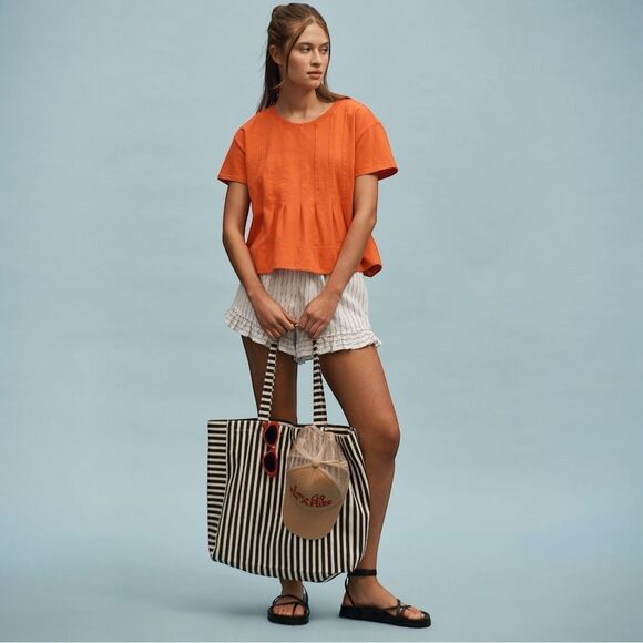 NWT Anthropologie Top Pilcro Pleated Swing Tee Red Size Large - Picture 3 of 7